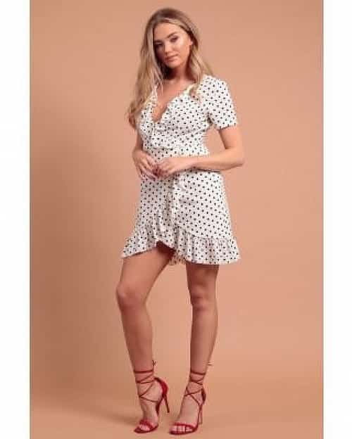 POLKA DOT WRAP FRILL DRESS