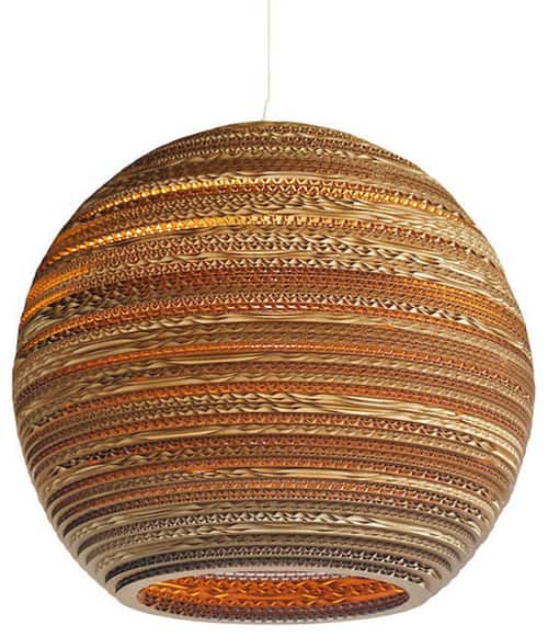 Cardboard and Corex lampshades and lighting. Designed and handmade in Nottingham