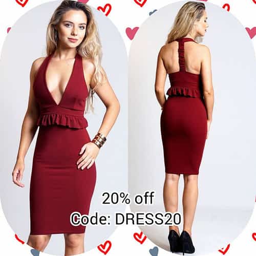 WINE RACER BACK DETAIL MIDI DRESS