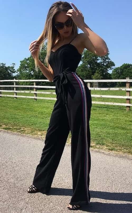 BLACK SIDE STRIPED JUMPSUIT