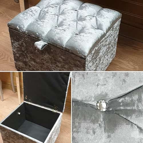 Crushed velvet ottoman dressing stool