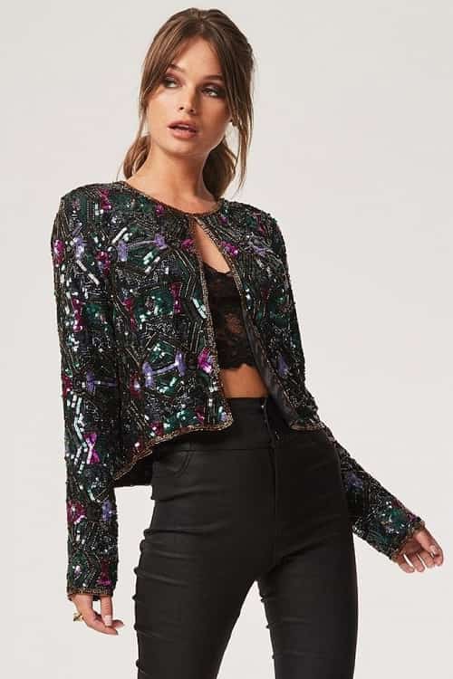 SALE - LITTLE MISTRESS LUXURY LEOMIE DECO HAND-EMBELLISHED SEQUIN JACKET