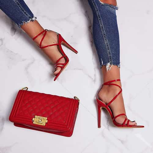 SALE - Kaia Pointed Barely There Heel In Red Patent