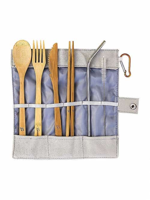 Plastic Free July - BAMBOO PICNIC CUTLERY SET, ORGANIC & REUSABLE: £10.49!