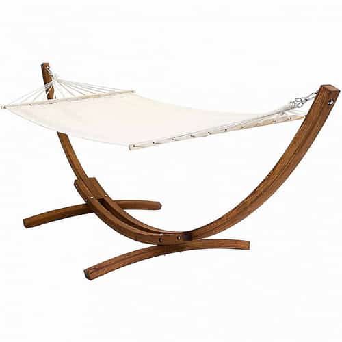 Charles Bentley Wooden Hammock Arc Stand Cream Canvas - £140.00!