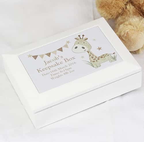 Personalised Hessian Giraffe Keepsake Box