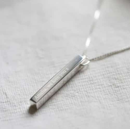 Personalised Sterling Silver Bar Necklace