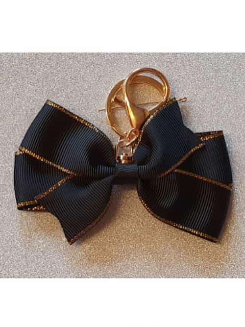 Ladies Girls Black and Gold Bagcharm Keyring