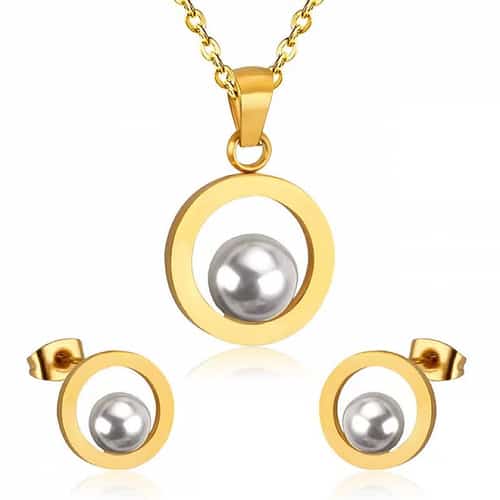 Stainless Steel Pearl Jewellery Set
