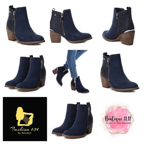Blue Suede Block Heel - Pay in 4 interest easy instalments via Clearpay!