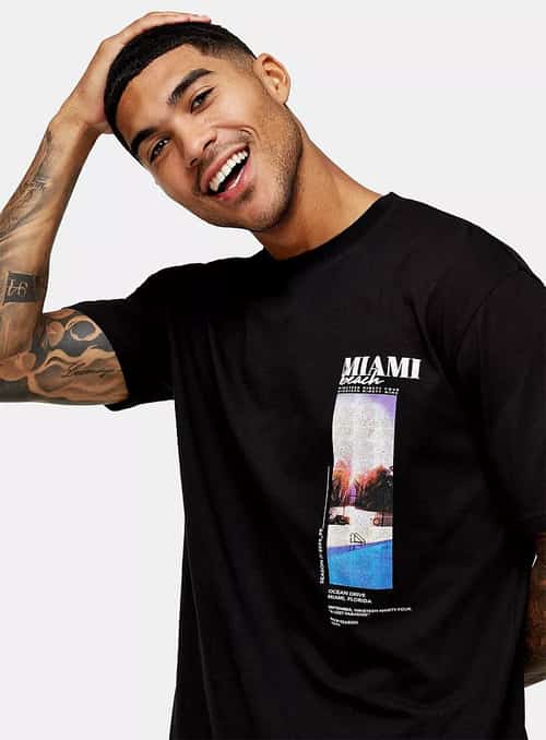 SALE - Miami Print T-Shirt In Black!