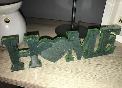 Handmade resin green double ‘home’ sign