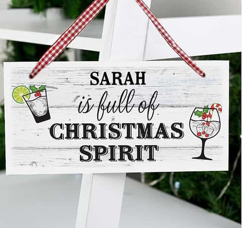 Personalised Christmas Spirit Wooden Sign
