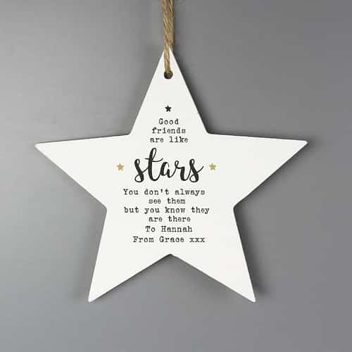 Personalised Good Friends Wooden Star Decoration