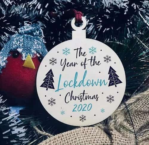 Christmas Lockdown Wood Bauble 2020