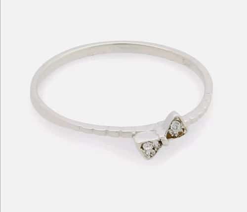 Sterling Silver Ring with CZ Crystal Bow / UK Size G -T