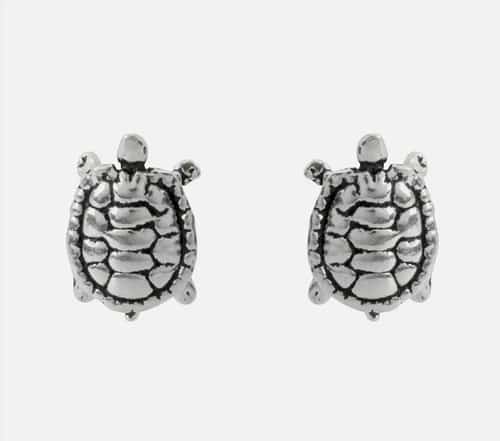 Solid Sterling Silver Turtle Design Earrings