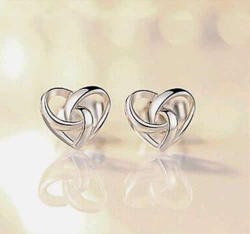 925 Sterling Silver Stunning Swirl Heart Stud Earrings