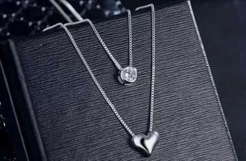 925 sterling silver two layer heart crystal pendant