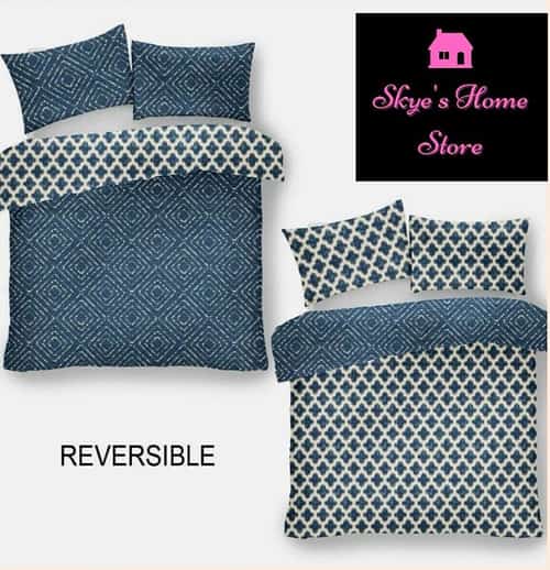 Indigo Diamonds Pattern Luxury Modern Duvet Cover Set