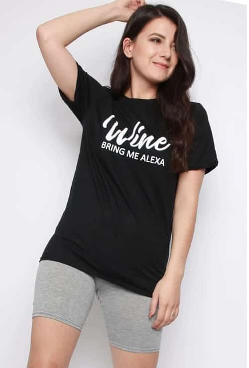 WINE BRING ME ALEXA OVERSIZED SLOGAN T-SHIRT for £10.00!