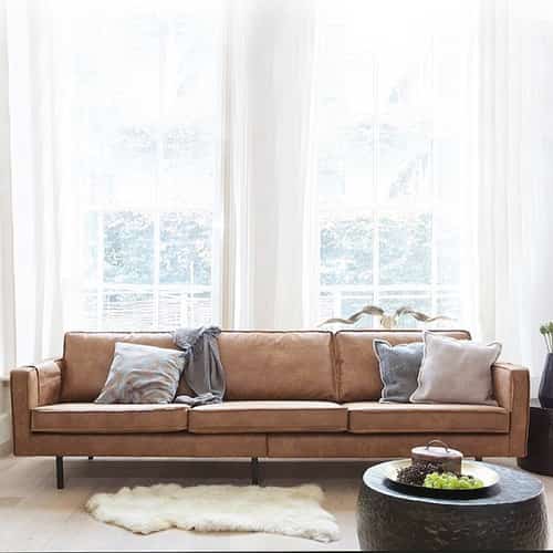 SAVE - Rodeo 3 Seater Leather Sofa in Tan by BePureHome