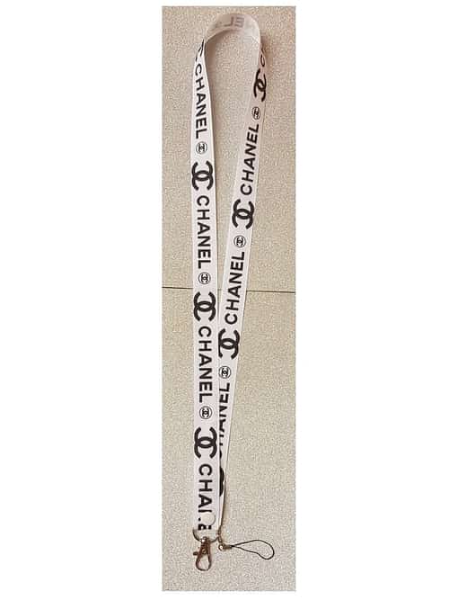 Chanel White Lanyard Id Badge Holder