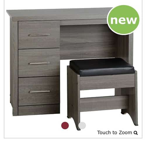 3 Drawer Black Woodgrain Dressing Table Set