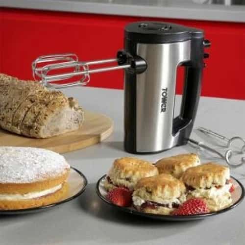 Tower Stainless Steel Electric Food Hand Mixer Mix Baking Whisk Blender Beater 6 Speed Free Postage