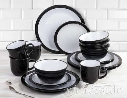 16 PIECE BLACK CAMDEN DINNER SET Free Postage