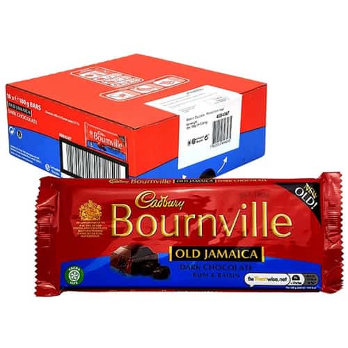 18 X CADBURY BOURNVILLE OLD JAMAICA DARK CHOCOLATE RUM & RAISIN 180G BARS Free Postage