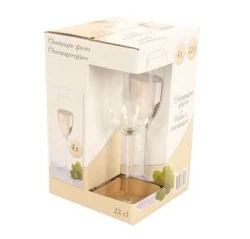 22cl Champagne Glasses Set of 4 Bar Drink Celebration Glassware Free Postage