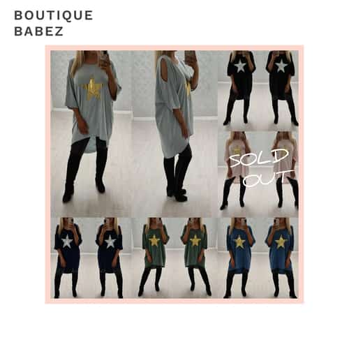 Cold Shoulder Star Batwing Tops  £21.99