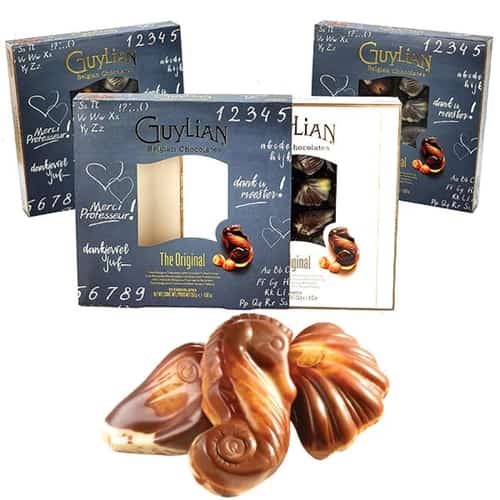 3 X GUYLIAN BELGIAN CHOCOLATE SEASHELLS ORIGINAL PRALINE COLLECTION 250G GIFT BOXES Free Postage