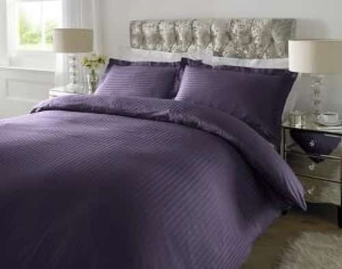 300 TC - 100% Cotton Sateen Stripe Duvet Cover Set Gothic Grape [Single] Free Postage