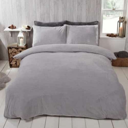 Brentfords Teddy Fleece Duvet Set - Blush Pink/Grey