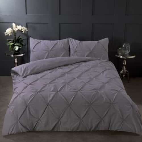 Highams Pintuck Duvet Set - Charcoal