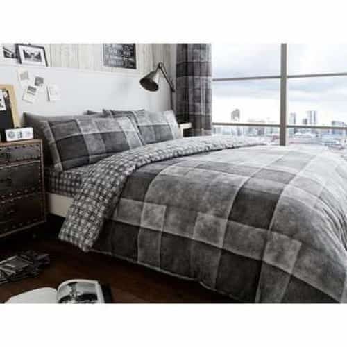Grey Check Denim Duvet Set