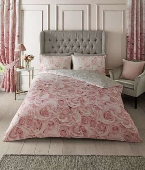 Blush Pink Rose Flower Duvet Set