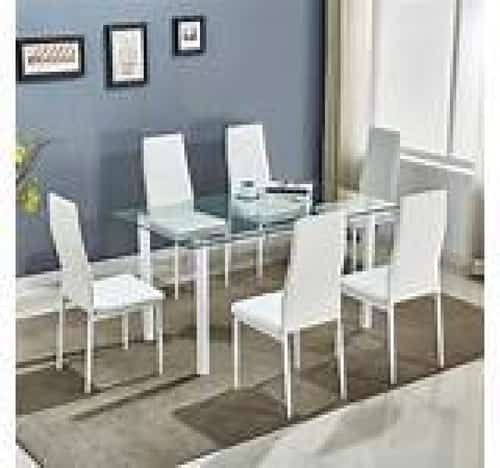 Stunning White Glass Dining Table Set
