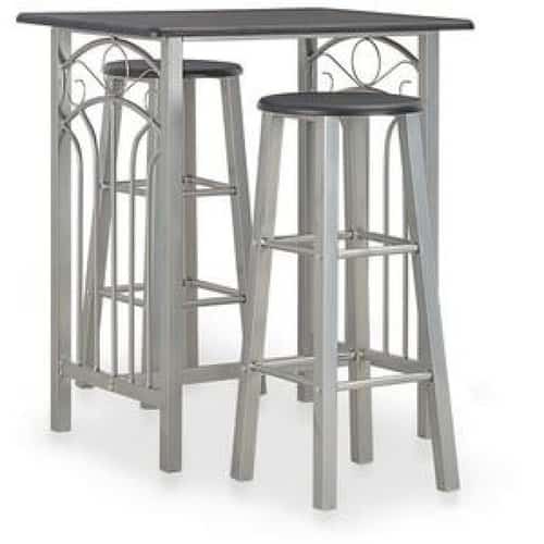 3 Piece Bar Set Wood And Steel