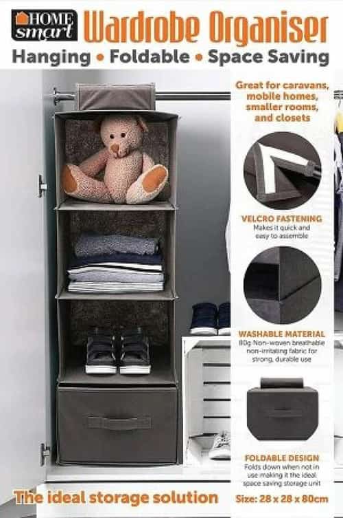 4 Pocket Organizer Shelves Hanging Wardrobe Space Saver Tidy Closet Free Postage