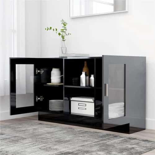 Sideboard High Gloss Black 120x30.5x70 cm Chipboard Free Postage