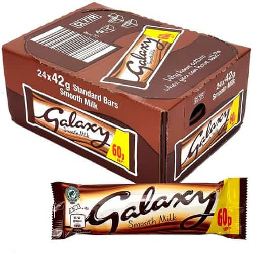 24 X GALAXY SMOOTH MILK 42G STANDARD CHOCOLATE BARS Free Postage