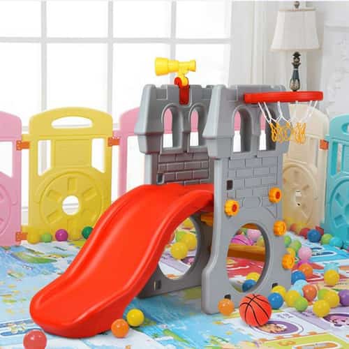 Toddler Climber Castle Slide Set with Basketball Hoop for In / Outdoor Free Postage