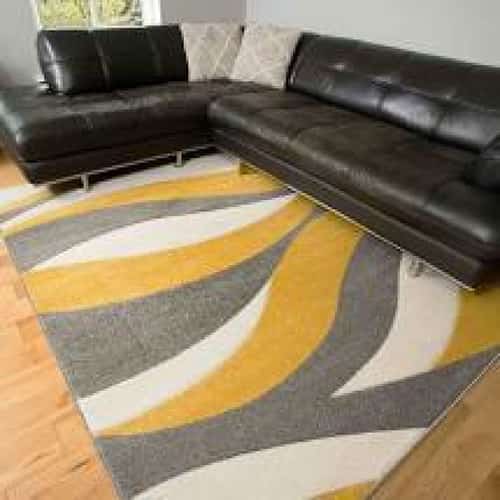 Soft Modern Wave Pattern Yellow Grey Rugs - Westland