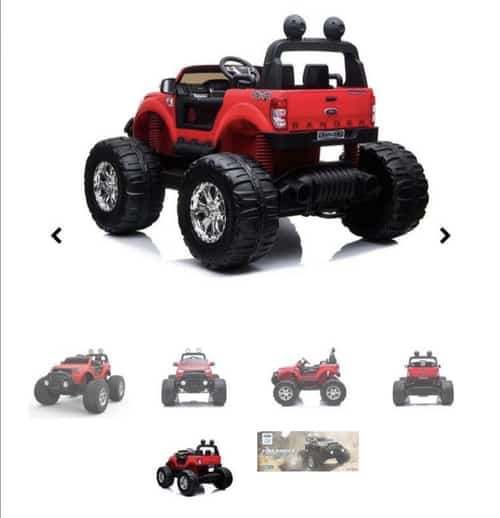 RED 12V 10A Ford Ranger Licenced Monster Truck 4 Motors Kids Electric Ride on Car