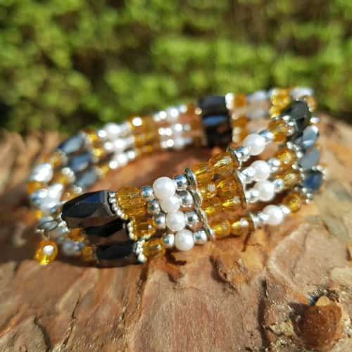Magnetic hematite and citrine bead chain. Can be worn as necklace or bracelet - ONLY £14.95