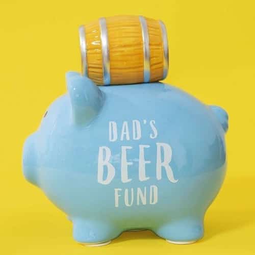 PENNIES & DREAMS CERAMIC PIGGY BANK - DAD'S BEER FUND