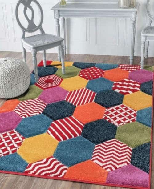 Chicago Hexagon - Multi Coloured Rug Free Postage